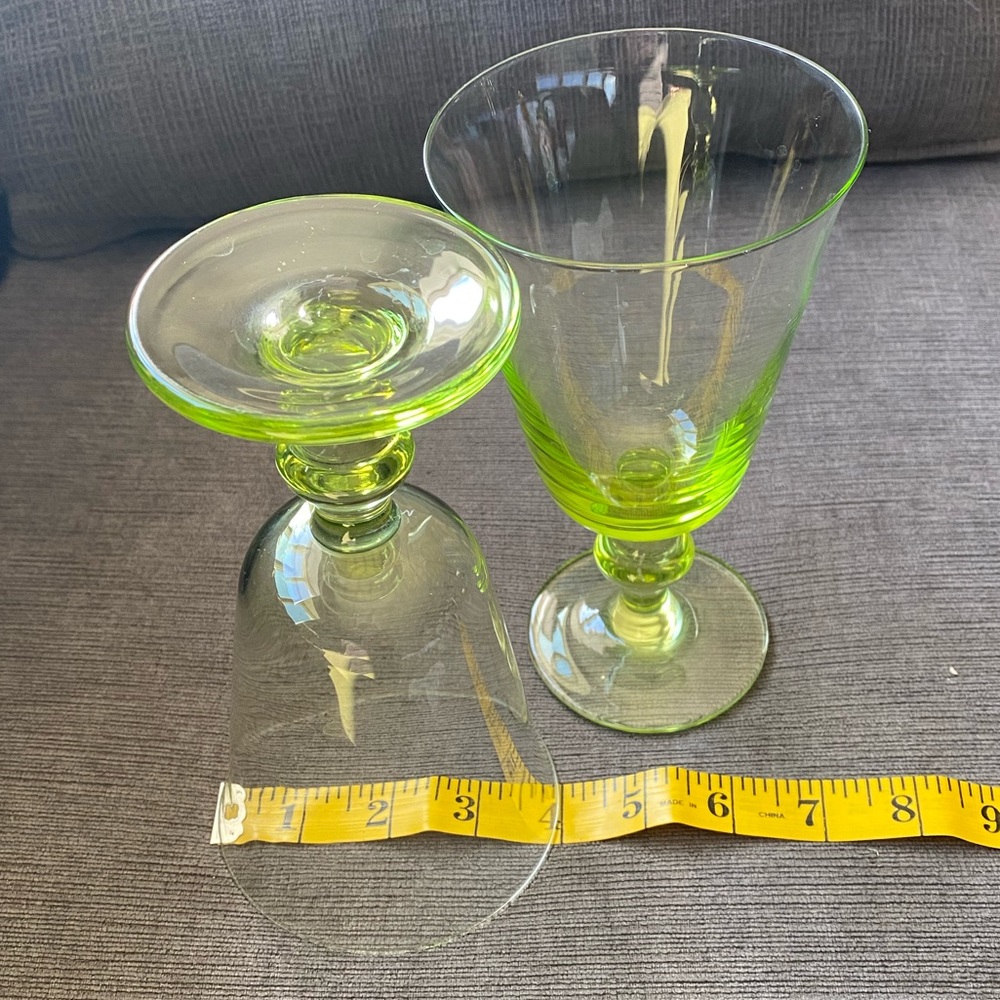 2 Retro Vintage Inspired Lime Green Glass Water Iced Tea Goblet - Picture 7 of 8